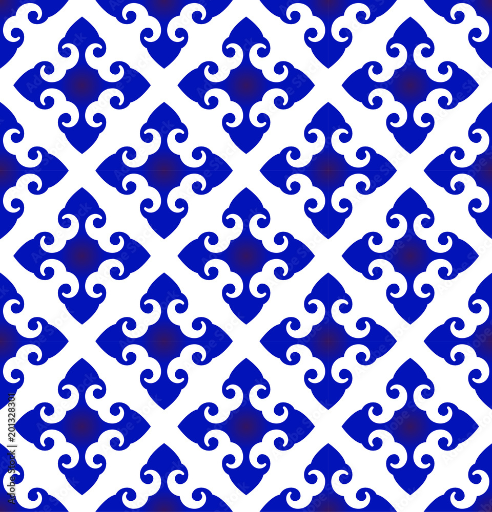 Fototapeta premium blue and white seamless pattern