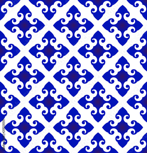 blue and white seamless pattern