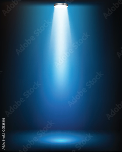 Studio light rays on blue background