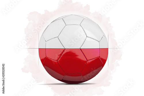Digital Artwork sketch of a Soccer ball with team flag. Poland  Europe