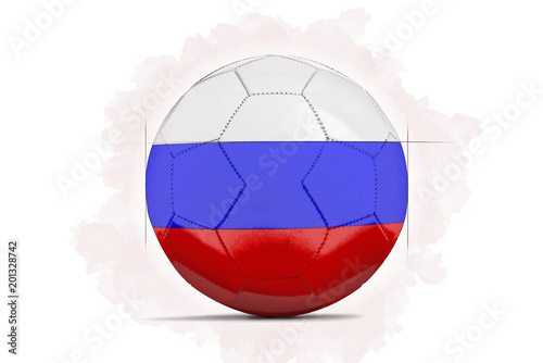 Digital Artwork sketch of a Soccer ball with team flag. Russia  Europe