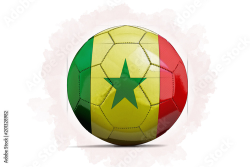 Digital Artwork sketch of a Soccer ball with team flag. Senegal  Africa