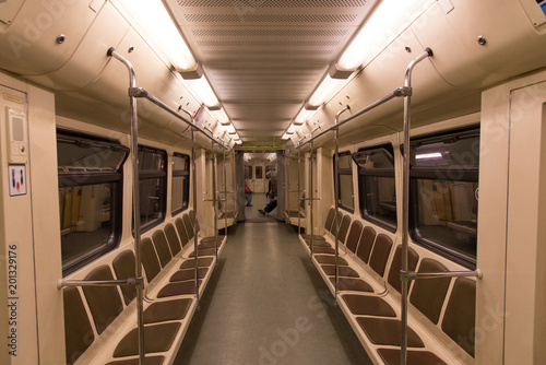 Photo inside the subway train with confused seats without passengers © Oksana Bessonova