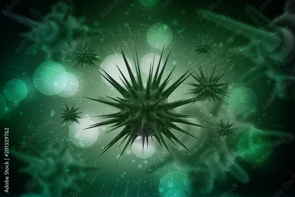 Obraz premium 3d rendering Virus bacteria cells background