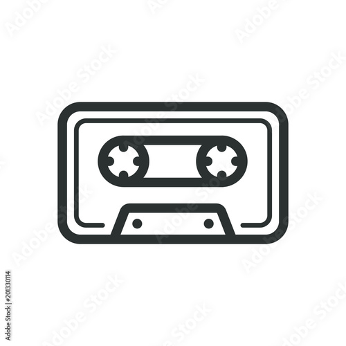 Black and white icon of old school music cassette