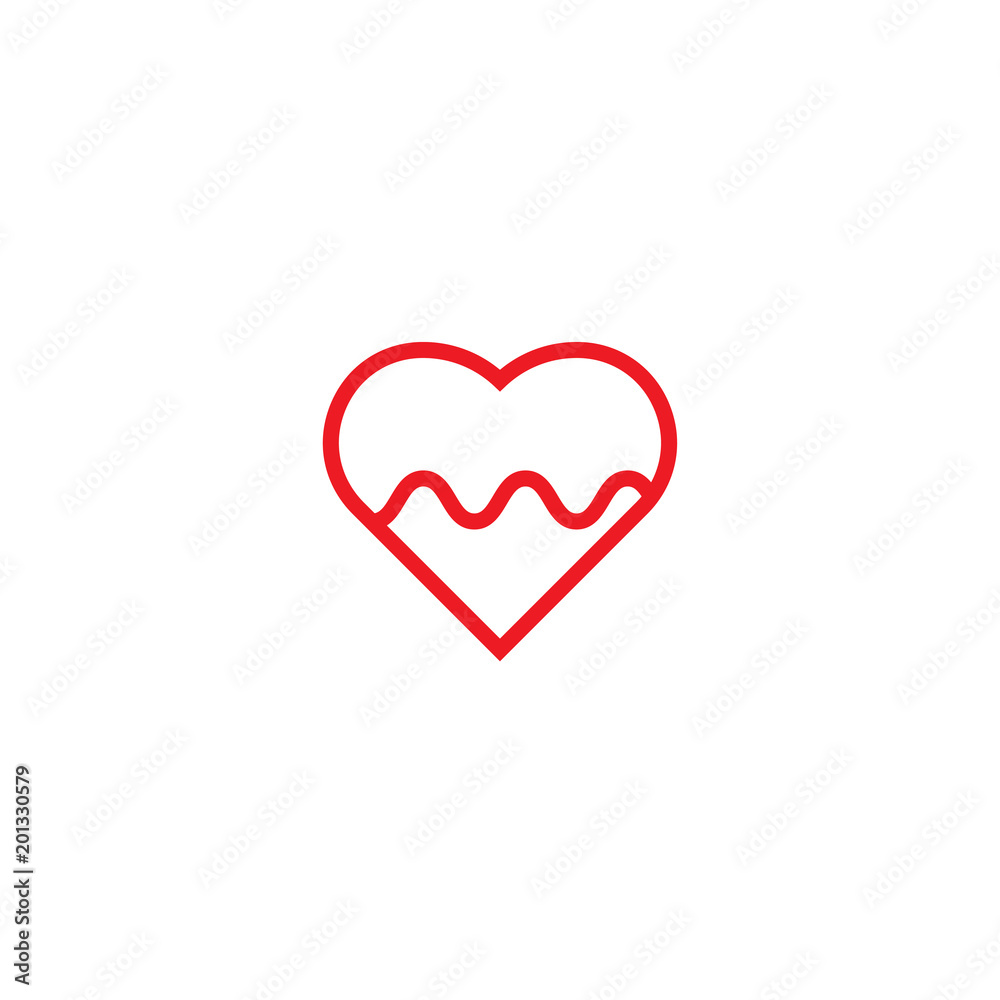 Heart pulse logo icon template vector