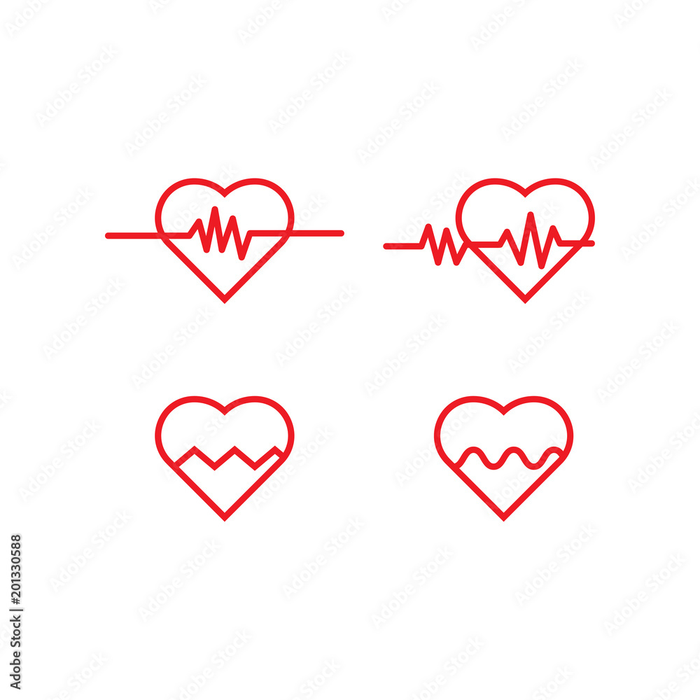 Heart pulse logo icon template vector