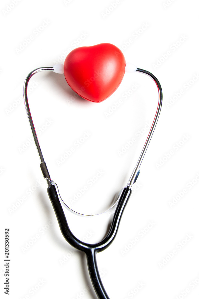 Health concept with a heart and a stethoscope Health concept with a heart and a stethoscope