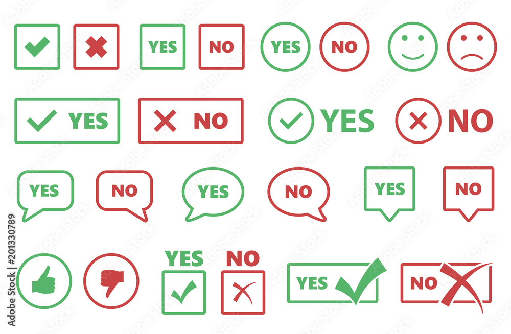 check box icons, yes or no signs, tick and cross set Stock Vector ...