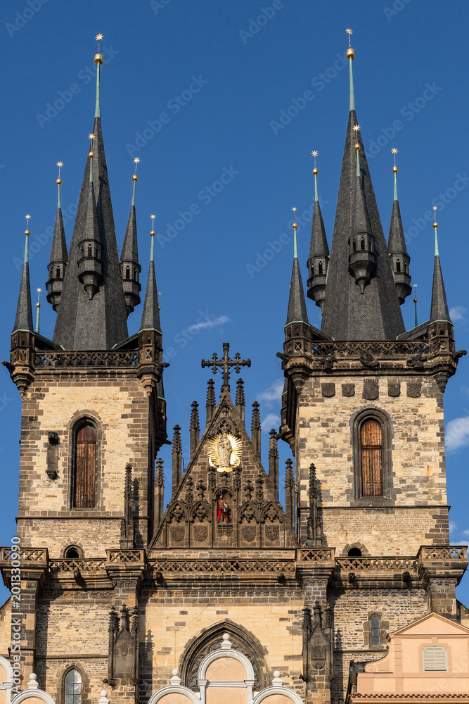Work in progress on the Church of Our Lady Before Tyn in Old Town Square, Prague