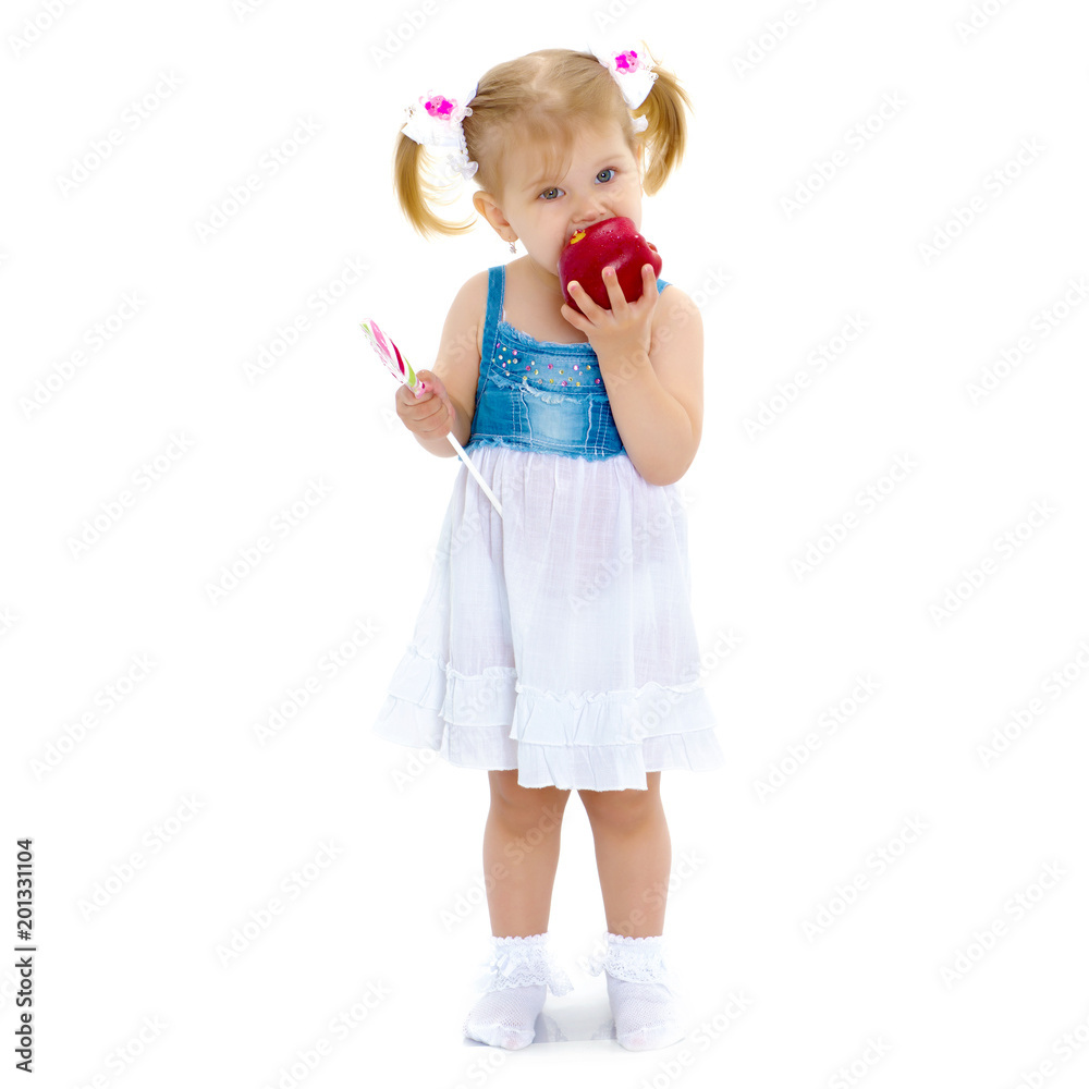 Little girl with apple Little girl with apple
