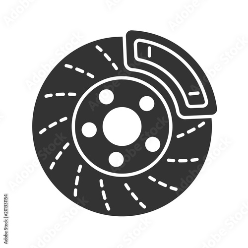 Disc brake with caliper glyph icon