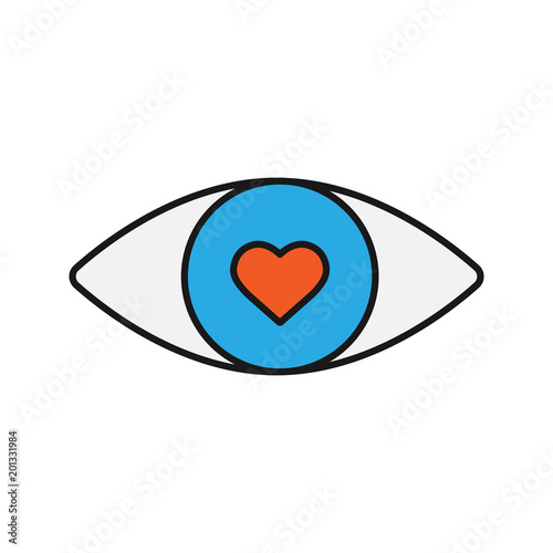 Human eye with heart inside color icon