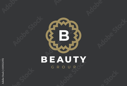 Premium universal monogram letter B initials logo. Abstract elegant flower logo icon vector design. Universal creative premium symbol. Luxury abc jewel logotype.