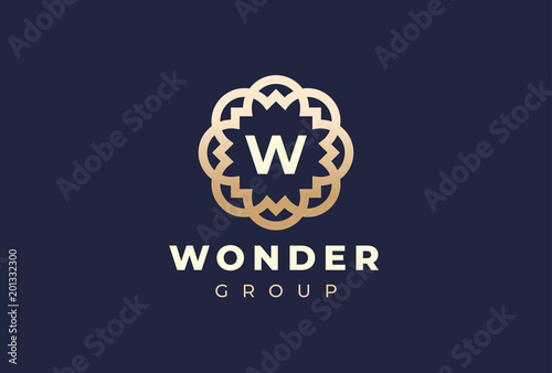 Premium universal monogram letter W initials logo. Abstract elegant flower logo icon vector design. Universal creative premium symbol. Luxury abc jewel logotype.