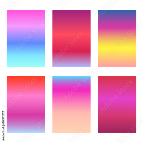 Set of bright sunset red and pink ui backgrounds. Trendy vibrant sunrise gradients for smartphone screen wallpaper, mobile apps, web design © Tatahnka