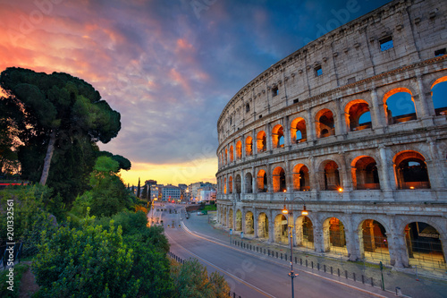 Colosseum. Image of famous Colosseum in Rome, Italy during beautiful sunrise.