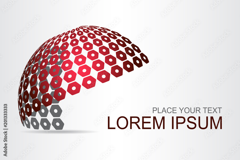 Abstract technology logo stylized spherical surface with abstract shapes. Abstract technology logo stylized spherical surface with abstract shapes.
