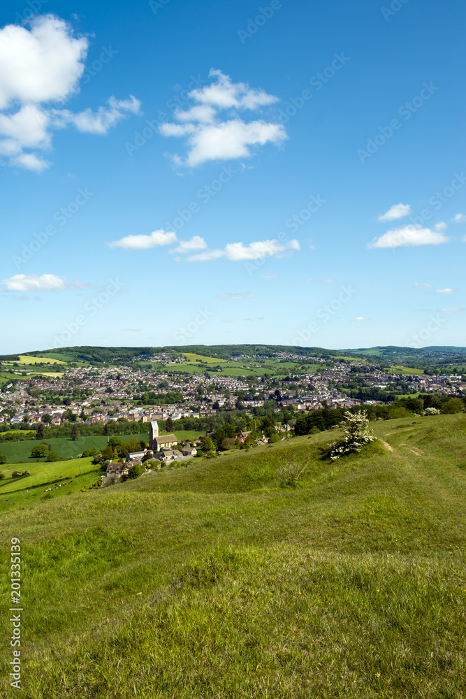 The view over Selsley and the Stroud Valleys from Selsley Common, Cotswolds, Gloucestershire, UK