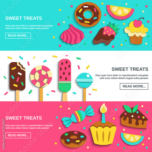Sweets Candies Flat horizontal Banners 