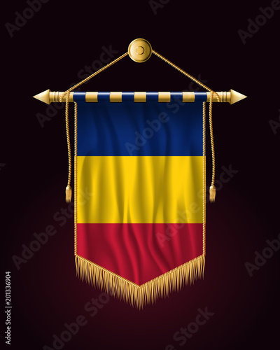 Flag of Romania. Festive Vertical Banner. Wall Hangings