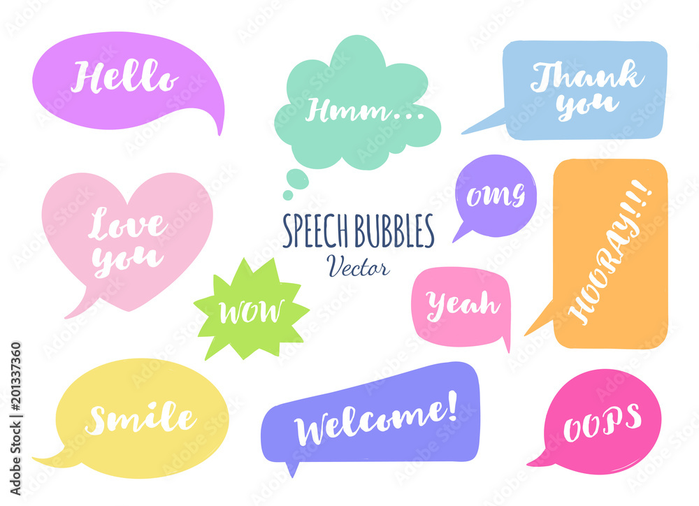 Speech bubbles vector set. Hand drawn elements.