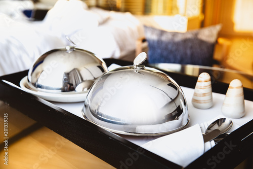 Delicious room service. Breakfast.