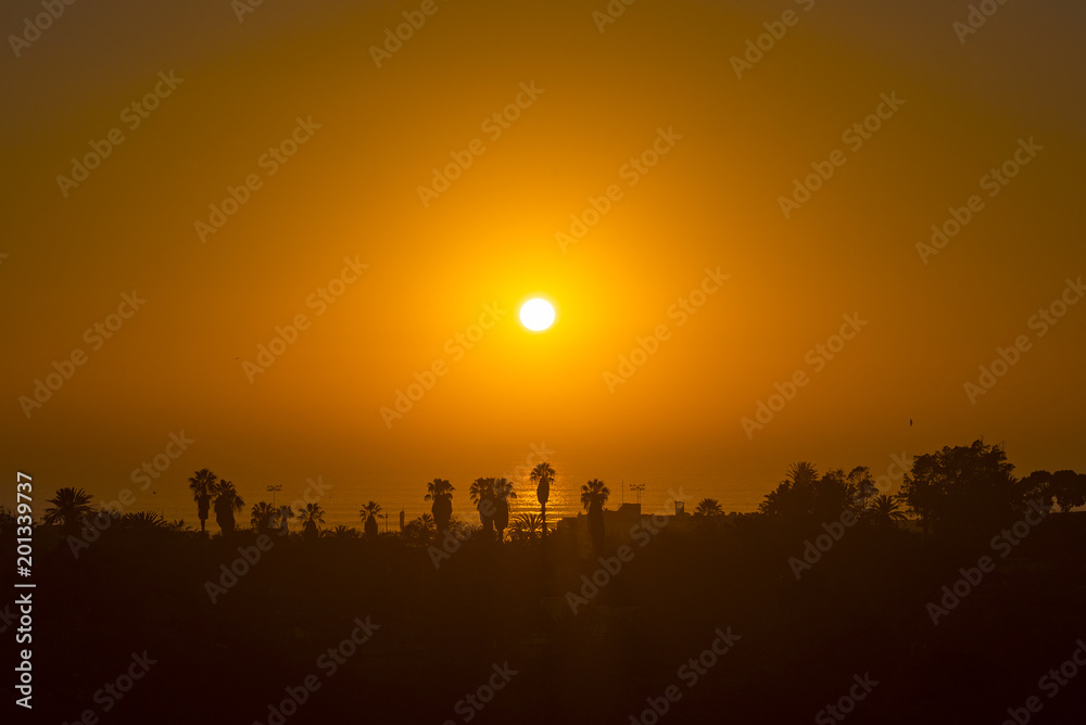 Sunset over Atlantic Ocean in Agadir Morocco Africa