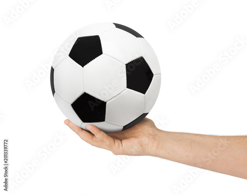 Hand and soccer ball