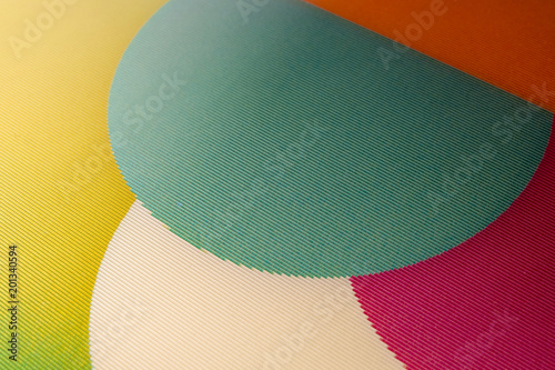 Abstract closeup of circles, curves and geometry from a holographic lenticular print, for creative design cover, poster, book, printing, gift card, flyer, magazine, web & print