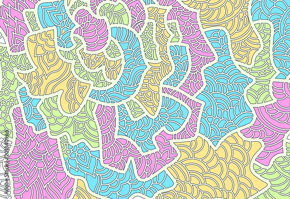 Abstract background pattern in hand drawn style. Colorful Vector illustration.