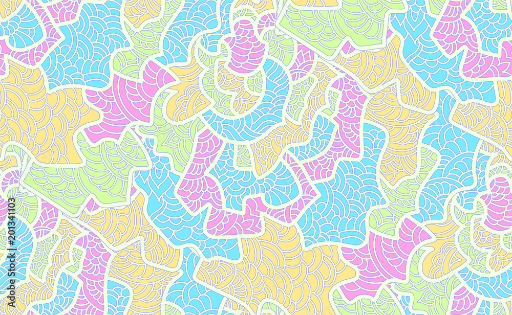 Abstract seamless background pattern in hand drawn style. Pastel color shapes , vector illustration hand drawn. Pop art design.