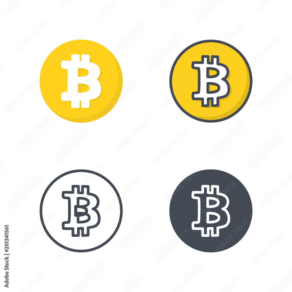 Bitcoin Business Icons Flat Colored Line Silhouette Bitcoin Business Icons Flat Colored Line Silhouette