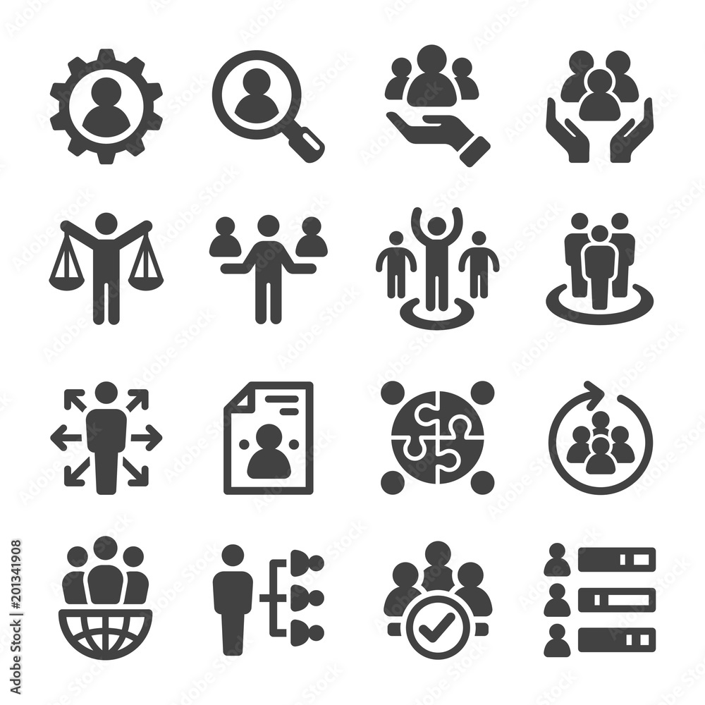 human resource icon set - obrazy, fototapety, plakaty 