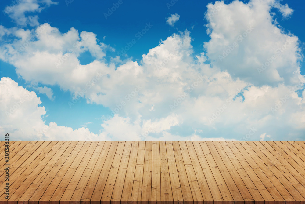 sky background with with wooden planks sky background with with wooden planks