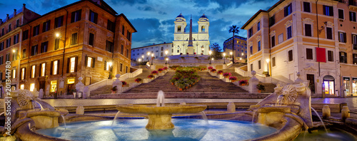 Photography Spanish Steps at dusk, Rome, Italy