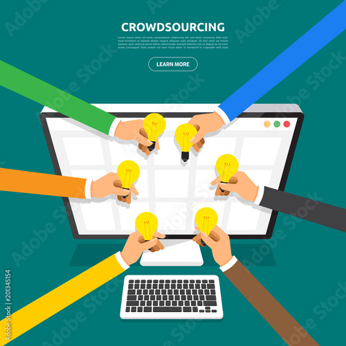 Flat design concept crowdsourcing. Vector illustrate.