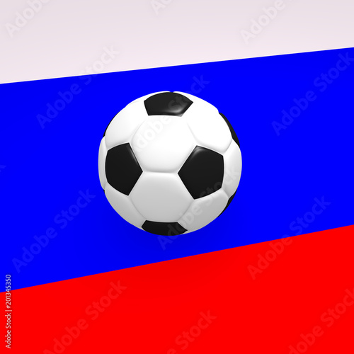 Soccer ball on the Russian flag