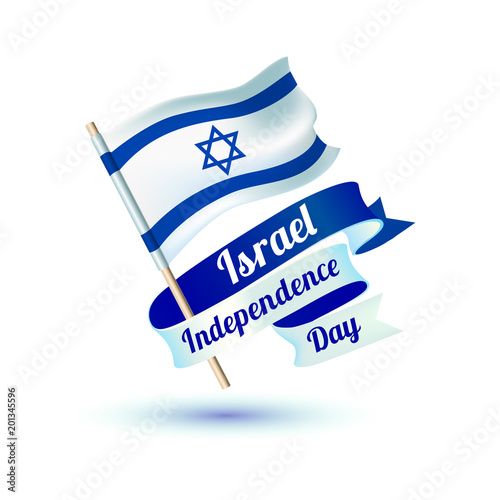 Israel independence day. Flag. Vector congratulation card