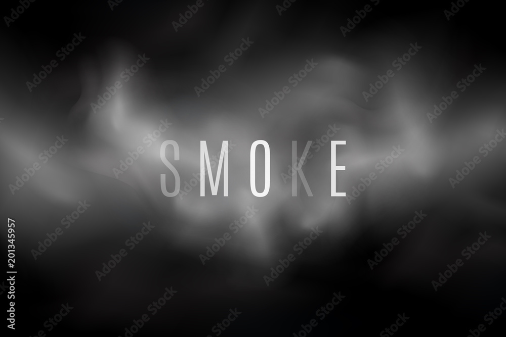 Thick smoke on a transparent dark background. Light steam. Smoke from ...