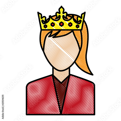 woman character portrait with crown vector illustration drawing