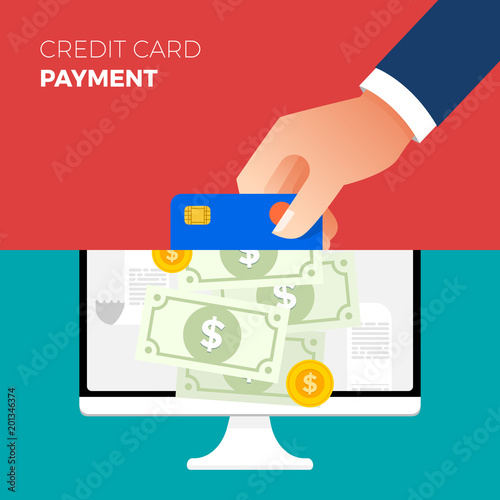 Flat design concept payment. Payment method and option or channel to transfer money. Vector illustrate.