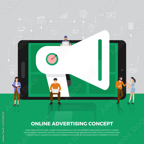 Flat design concept advertising digital marketing. Vector illustrate.