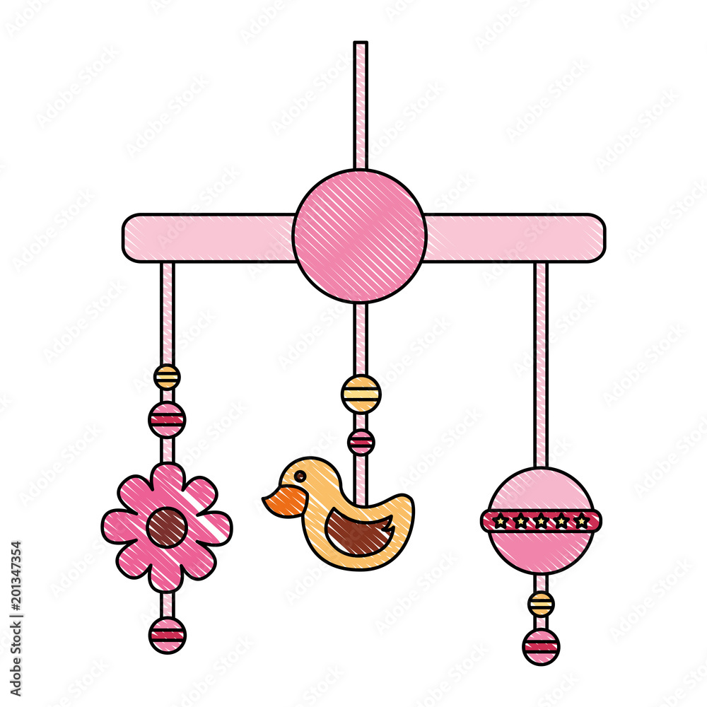 Baby Crib Mobile Toys Decoration Hanging Vector Illustration Drawing Stock Vector Adobe Stock