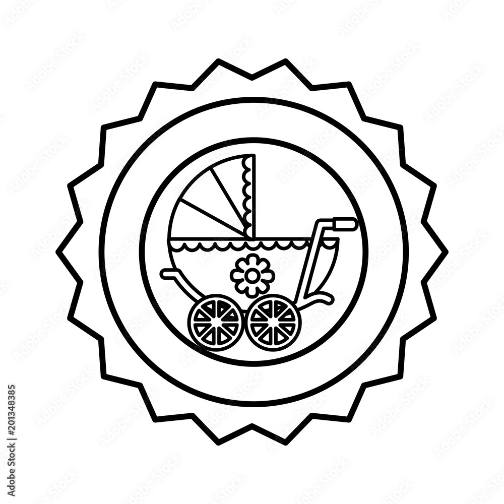 cute pram baby girl newborn flower decoration vector illustration outline cute pram baby girl newborn flower decoration vector illustration outline