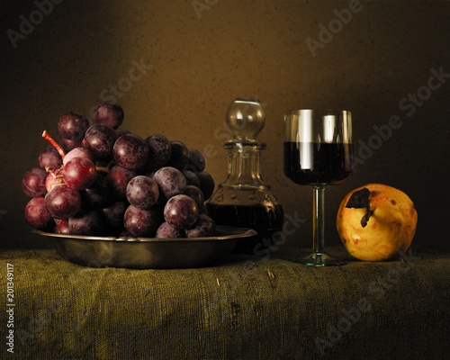 Vase with grapes cardinal, pears, light 3