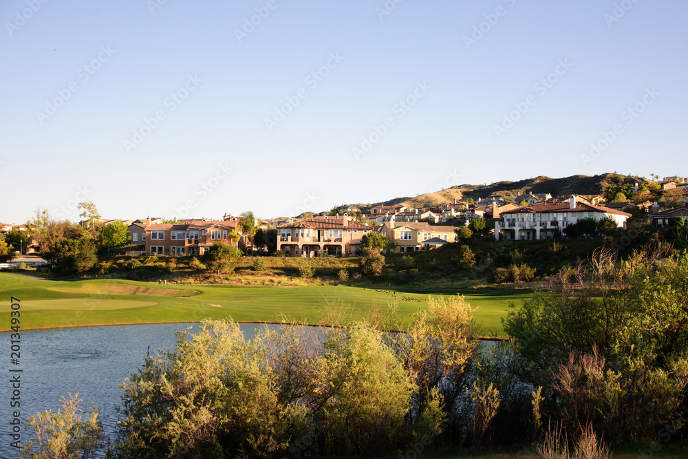 Sand bunkers at the beautiful golf course Sand bunkers at the beautiful golf course
