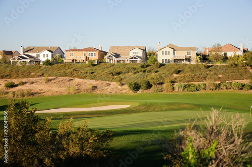 Sand bunkers at the beautiful golf course