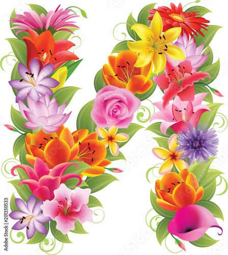 Flower beautiful letter, the 10th in the Russian alphabet