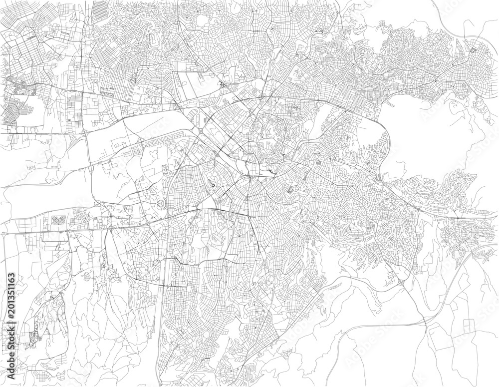 Cartina di Ankara, vista satellitare, città, Turchia. Stradario. Strade della capitale